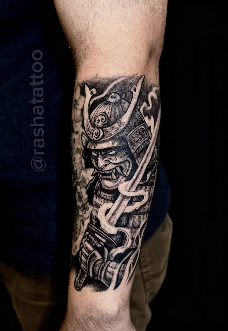 Fierce Mask Sword Tattoo Tattoo Design