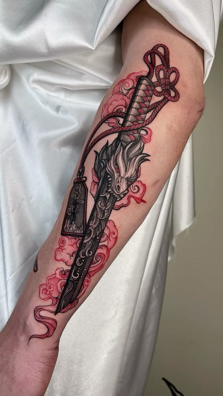 Geometric Calf Samurai Tattoo Tattoo Design