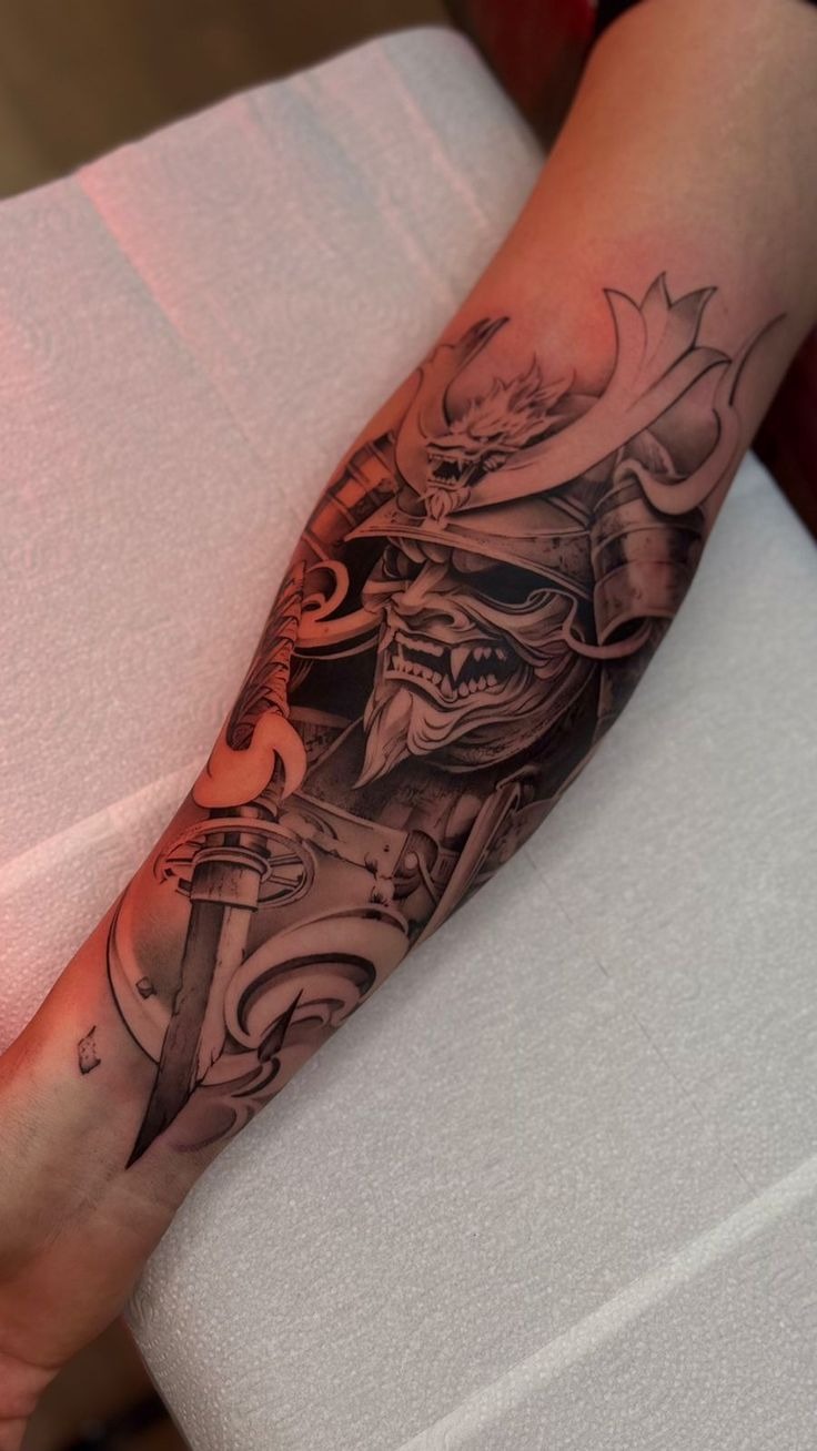 Masked Helmet Forearm Tattoo Tattoo Design