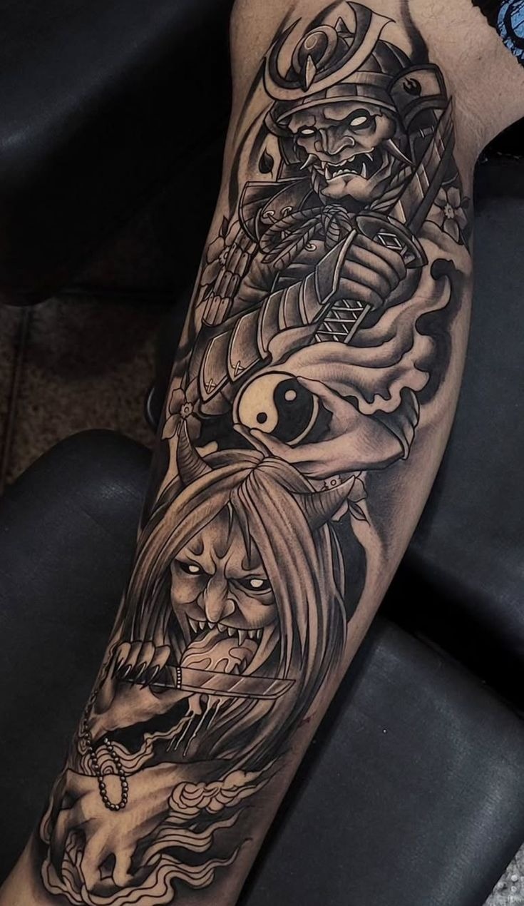 Oni Warrior Full Forearm Tattoo Tattoo Design