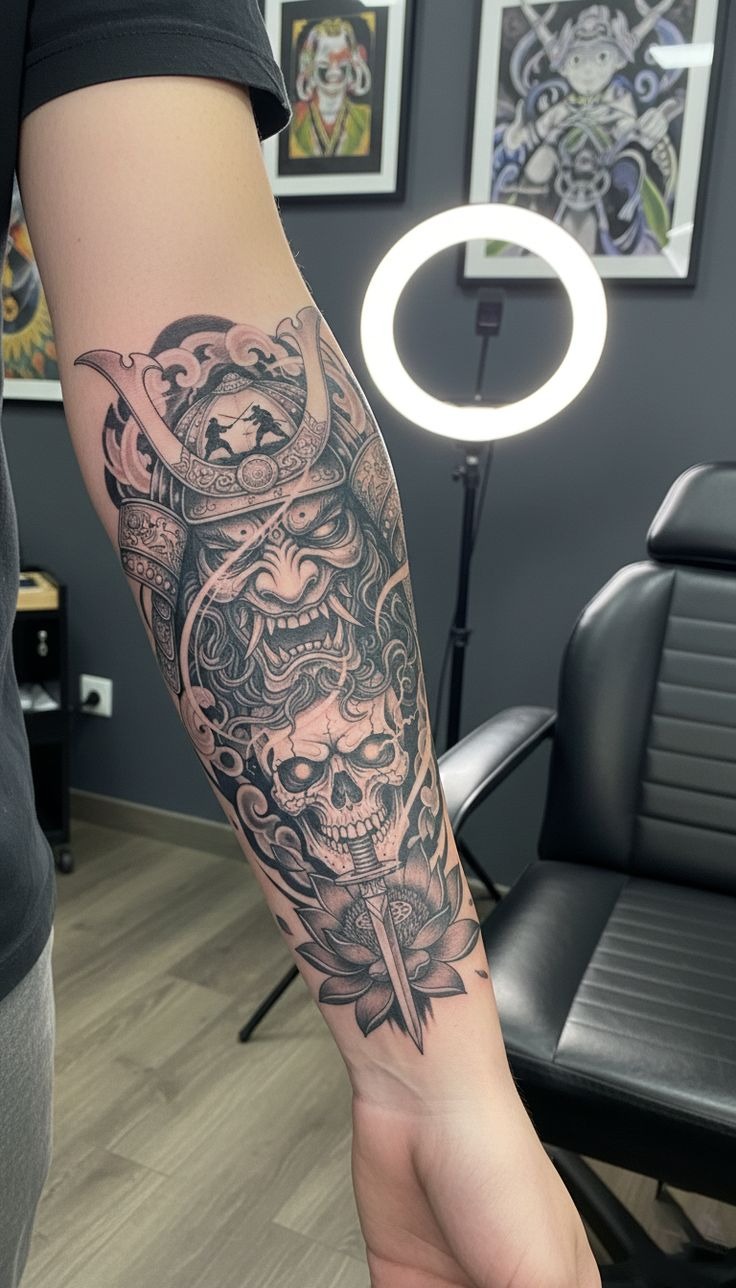 Skull Blade Forearm Tattoo Tattoo Design