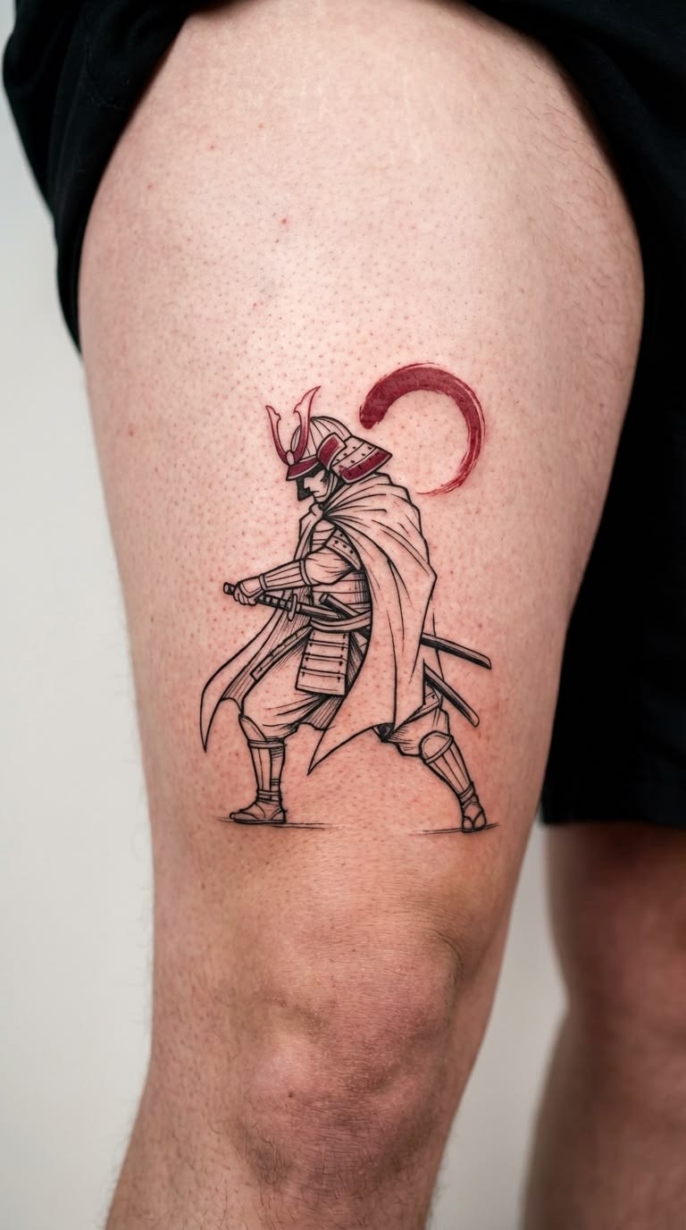 Small Linework Samurai Tattoo Tattoo Design