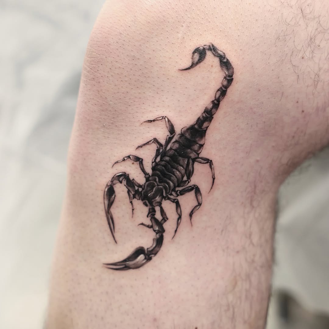 Scorpio Skeleton With Birth Year Tattoo Design