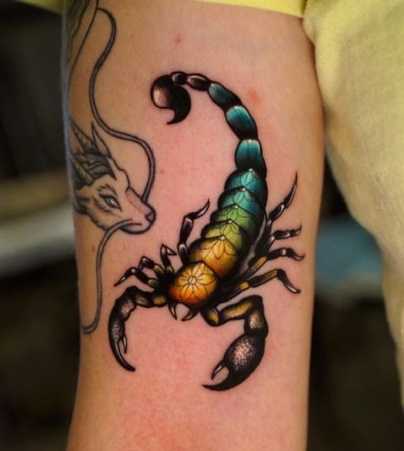 Jewel-Toned Scorpio Tattoo Tattoo Design