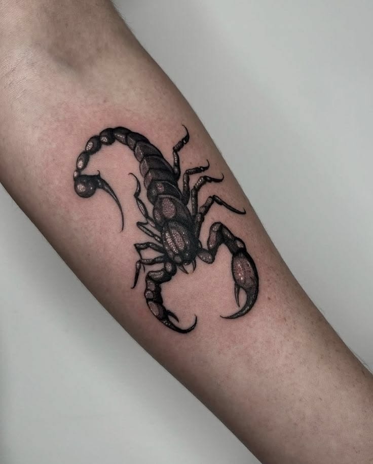 Realistic Black Scorpion Forearm Tattoo Tattoo Design