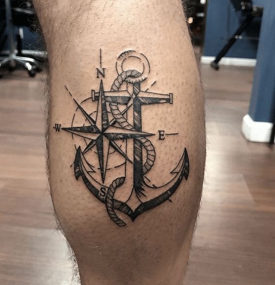 Compass and Anchor Navy Tattoo Tattoo Design