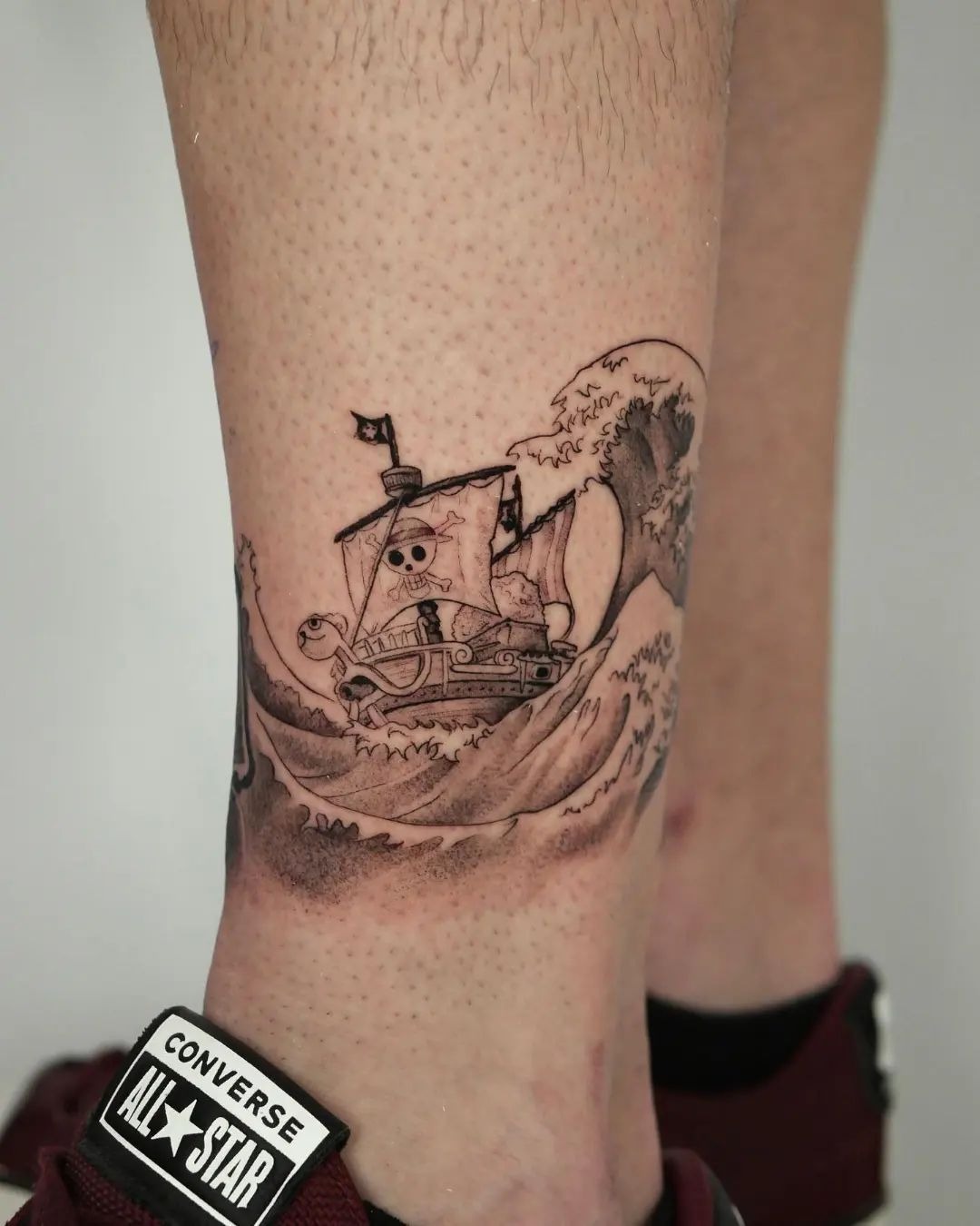 Cute Pirate Ship Calf Tattoo Tattoo Design