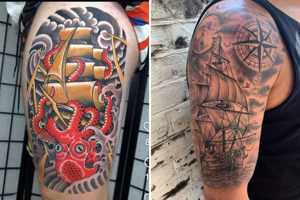 35+ Bold Ship Tattoo Ideas & Inspiration Featured Lookbook Collage
