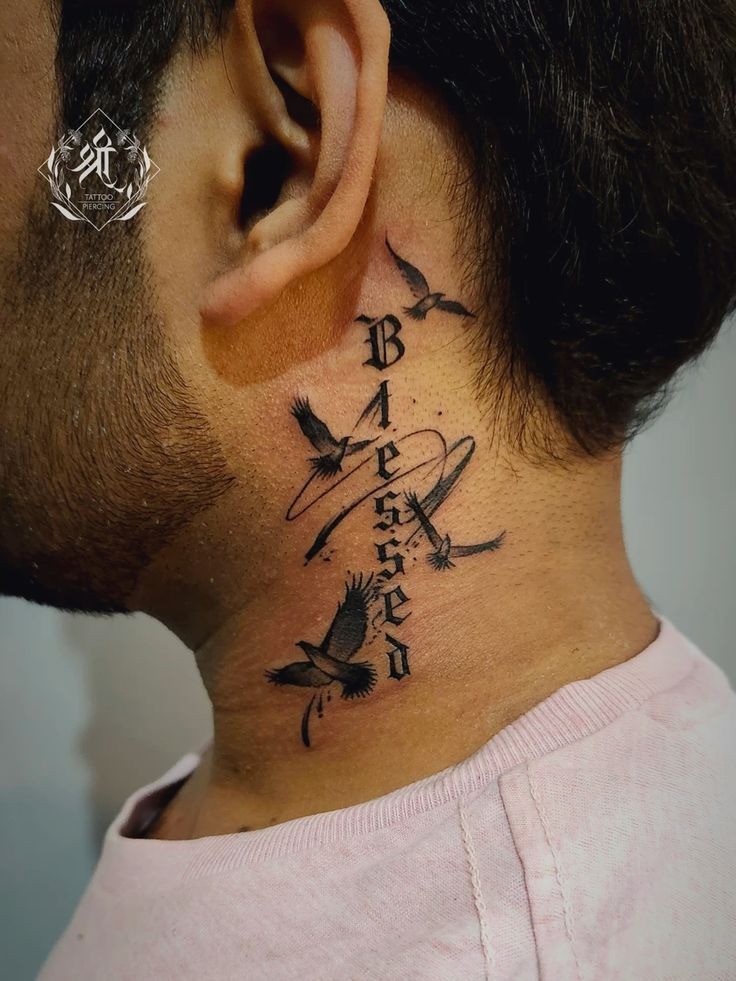 Feather Drift with Small Birds Tattoo Design