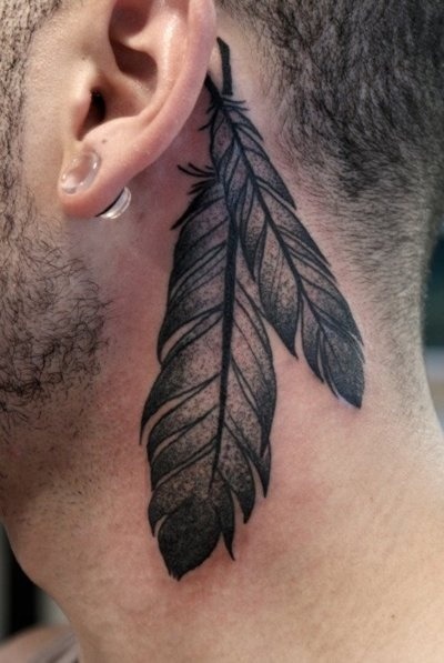 Tiny Swallow Side Neck Mark Tattoo Design