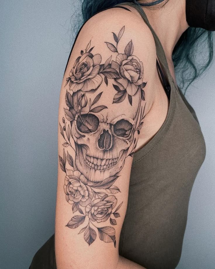 Floral Skull Arm Tattoo Tattoo Design
