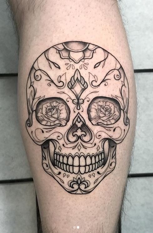 Minimal Sugar Skull Tattoo Tattoo Design
