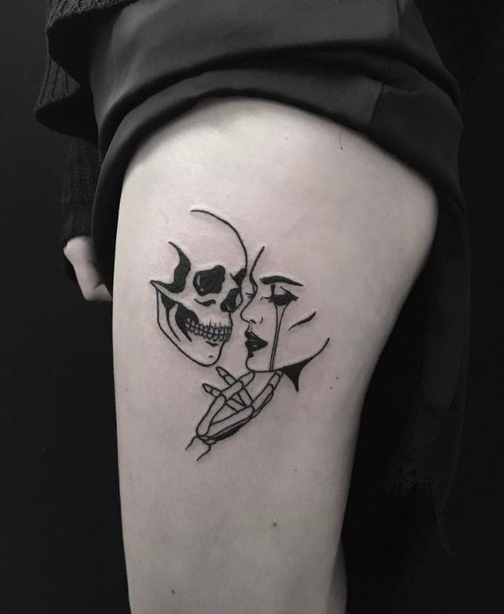 Skull and Crying Woman Tattoo Tattoo Design
