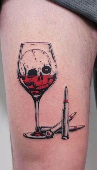 Skull in Wine Glass Tattoo Tattoo Design