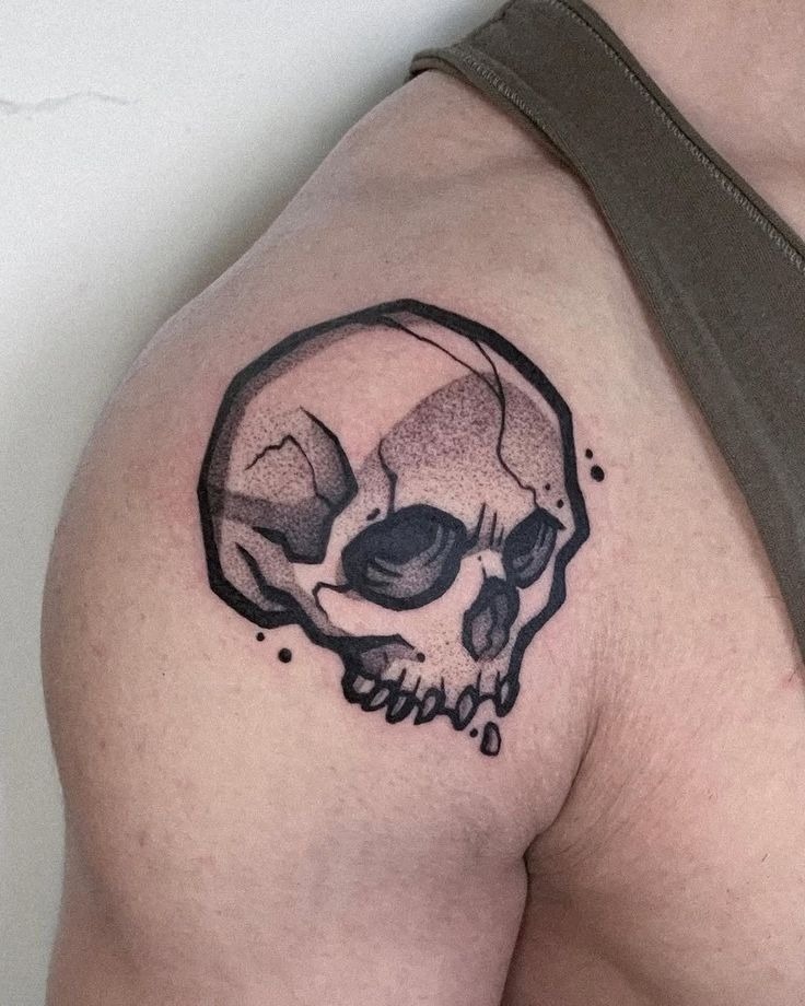 Stylized Skull Shoulder Tattoo Tattoo Design