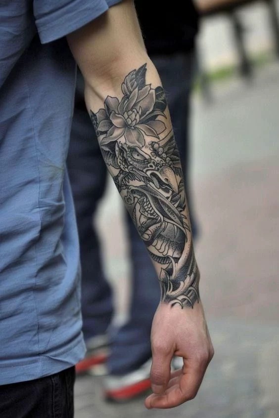 Bold Blackwork Pattern Sleeve Tattoo Design
