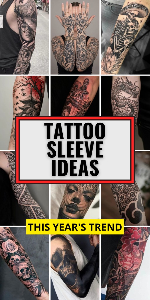 Geometric Pattern Full Sleeve Tattoo Design