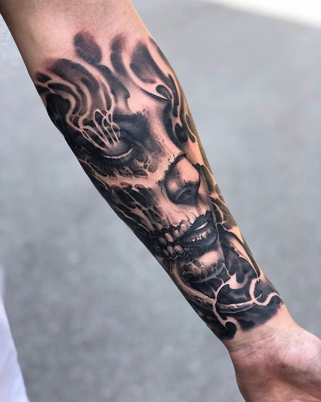 Purple Floral Color Sleeve Tattoo Design