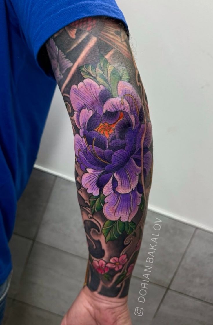 Skull and Snake Dark Forearm Sleeve Tattoo Design