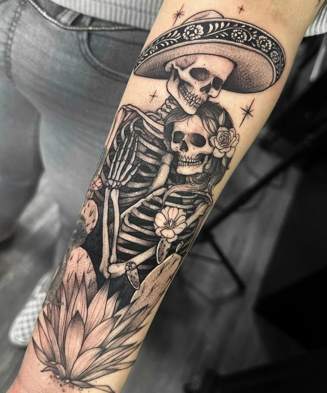Western Patchwork Full Sleeve Tattoo Design