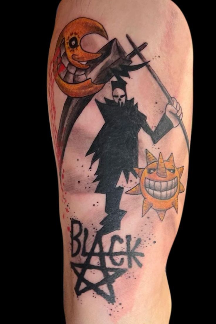 Black Star and Soul Reaper Sleeve Piece Tattoo Design