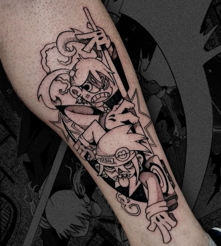 Maka Soul and Black Star Action Scene Tattoo Design