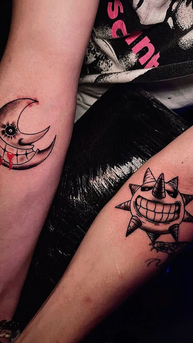 Minimal Sun and Moon Small Tattoo Tattoo Design