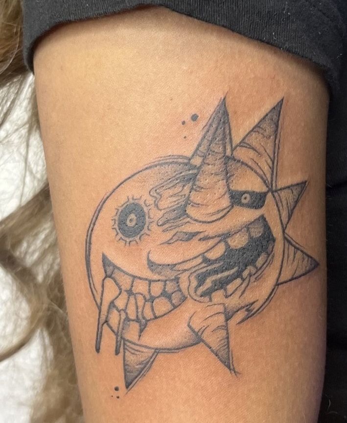Sketch-Style Sun and Moon Fusion Tattoo Design