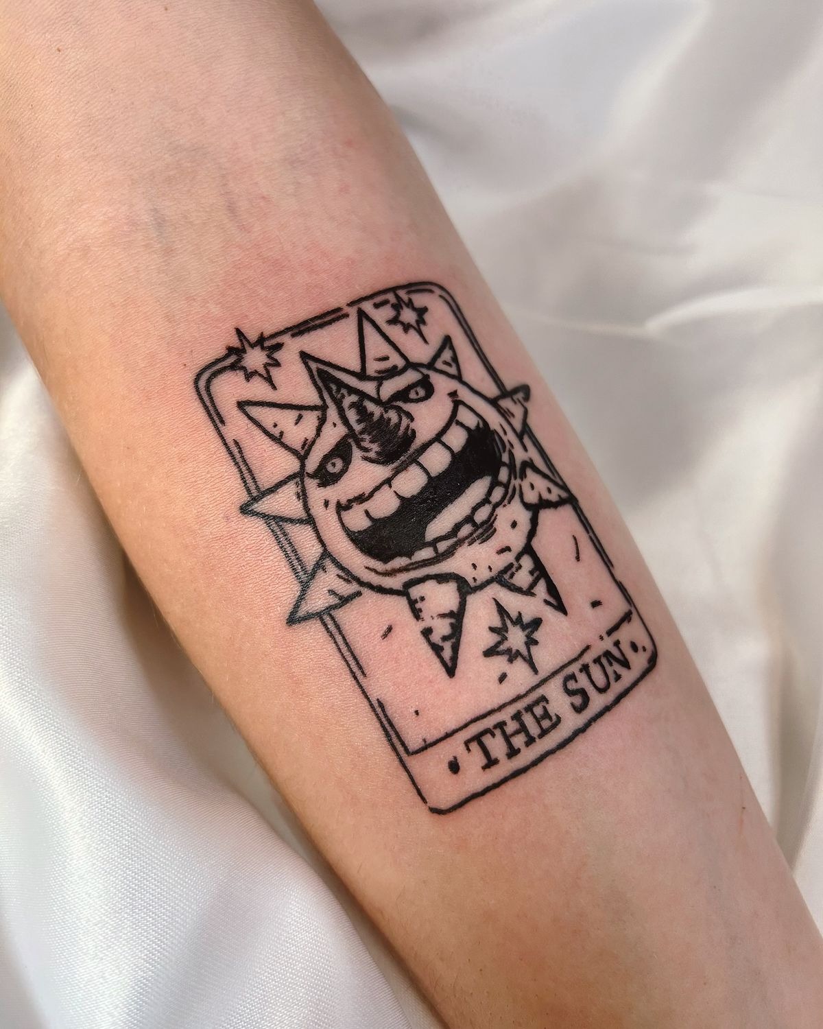Tarot-Inspired Soul Eater Sun Design Tattoo Design