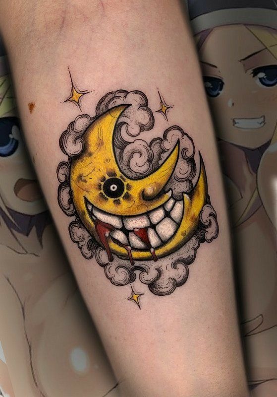 Whimsical Moon from Soul Eater Tattoo Design