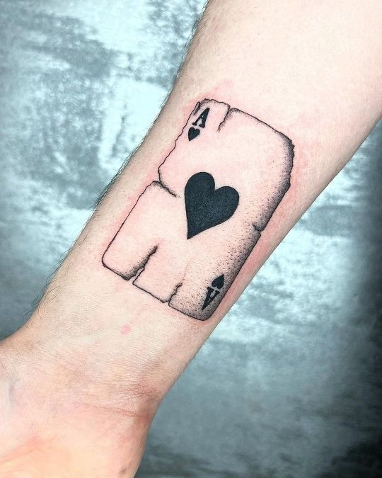 Burnt Ace Card Design Tattoo Design