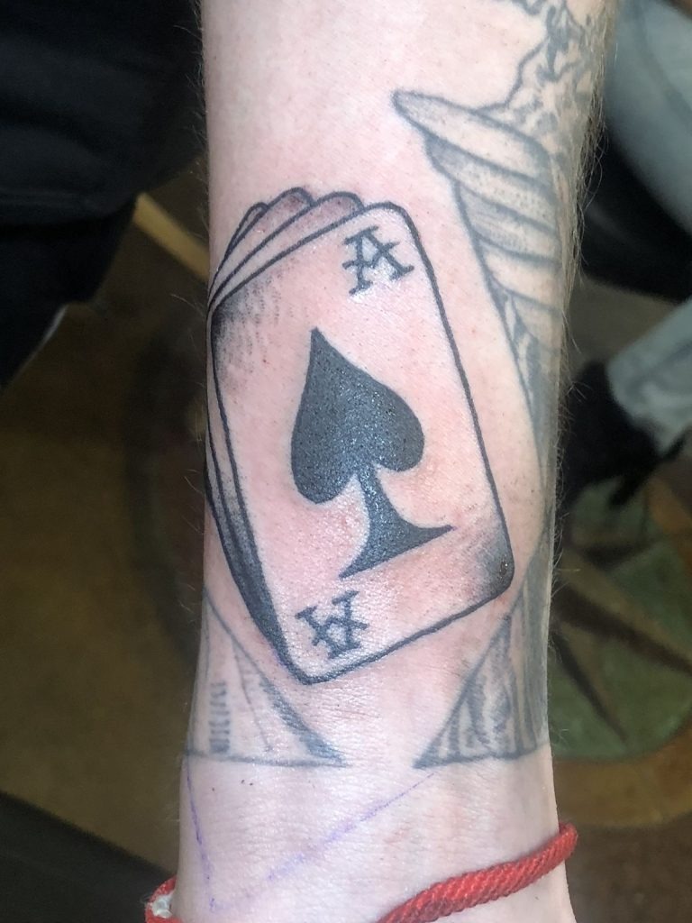 Classic Ace Card Wrist Piece Tattoo Design