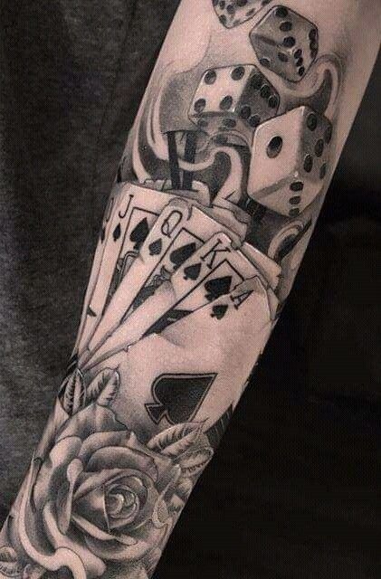 Dice and Royal Spade Composition Tattoo Design