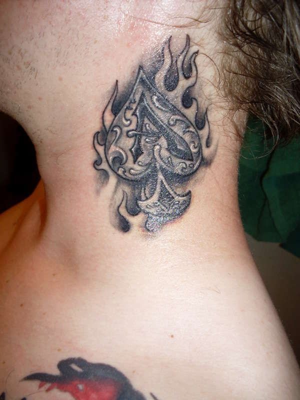 Flaming Ace Neck Design Tattoo Design
