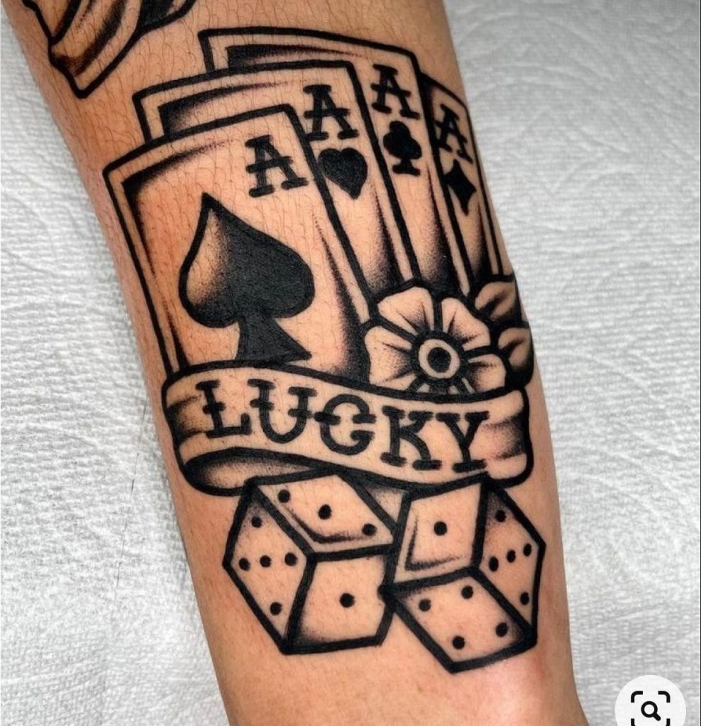 Lucky Aces Gambling Theme Tattoo Design