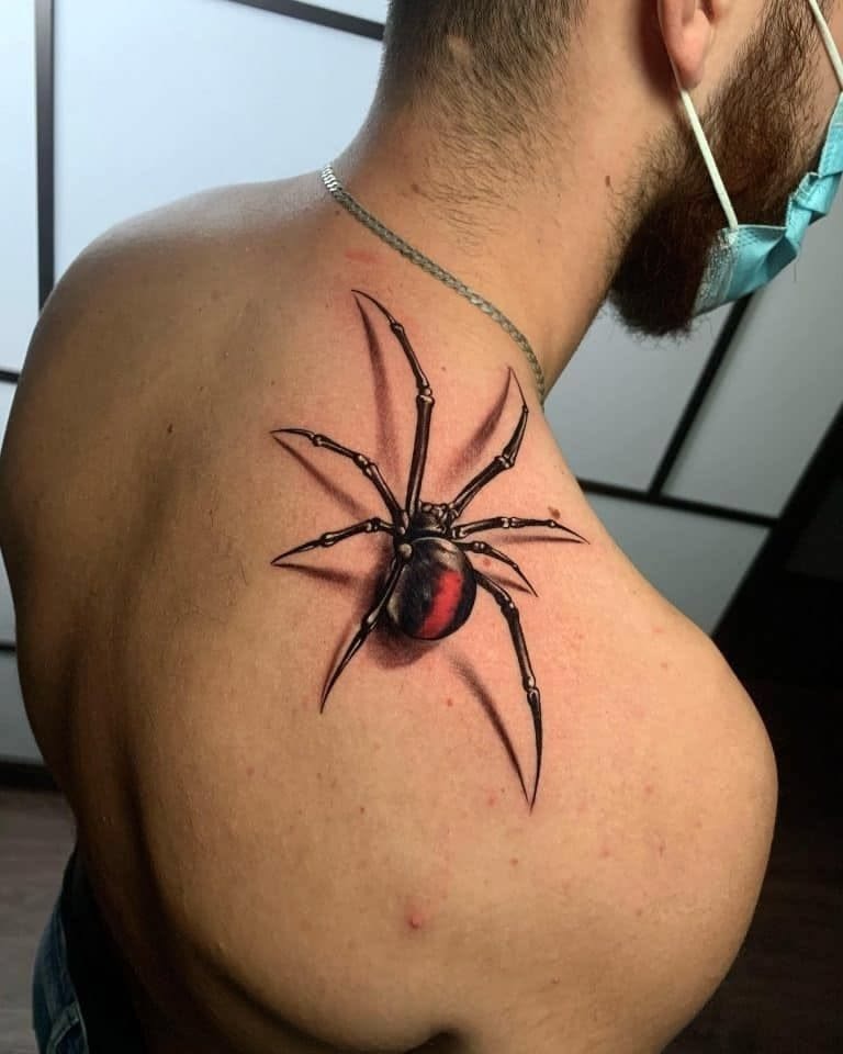 Butterfly Web And Tiny Spider Tattoo Design