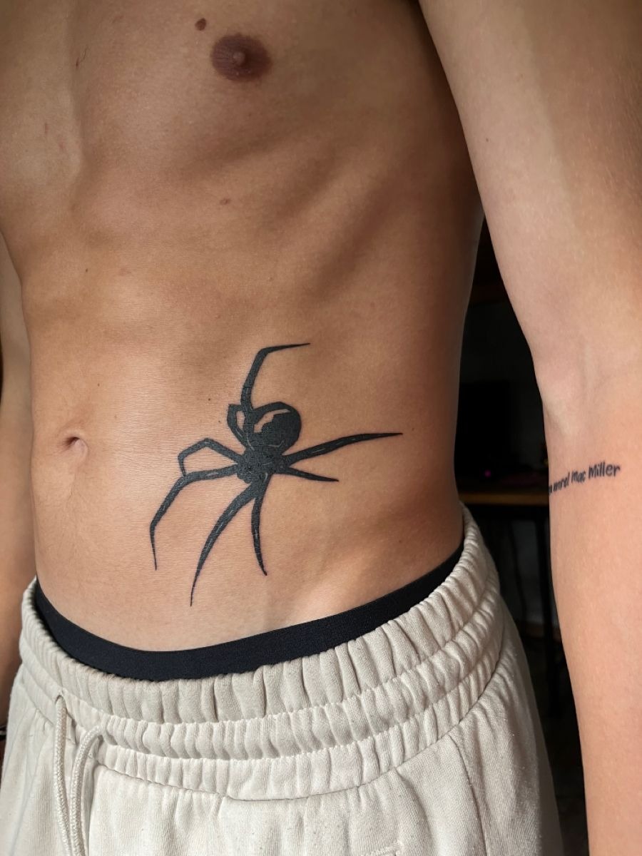 Clean Black Spider Rib Tattoo Tattoo Design