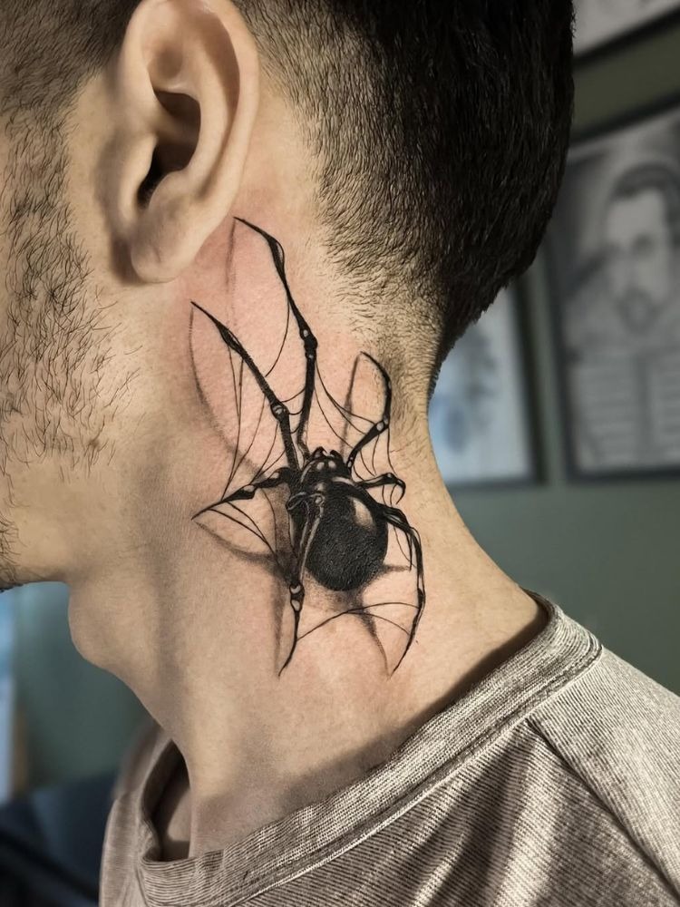 Fuzzy Jumping Spider With Heart Detail Tattoo Design