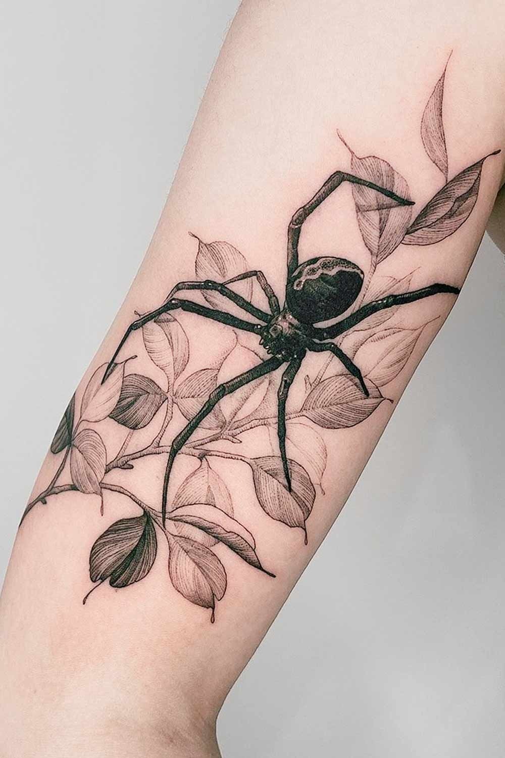 Realistic Red Black Widow Shoulder Piece Tattoo Design