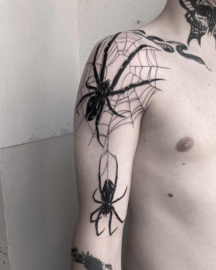 Red Web Black Widow Waist Tattoo Tattoo Design