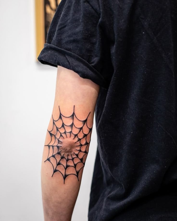 Classic Web Over the Elbow Tattoo Design