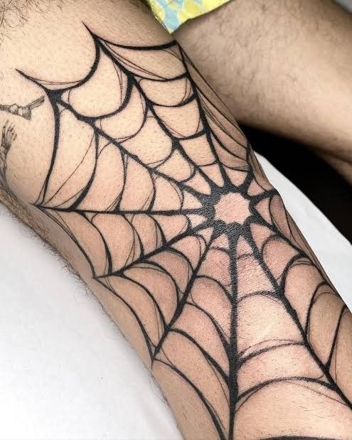 Full Web Knee Wrap Tattoo Design