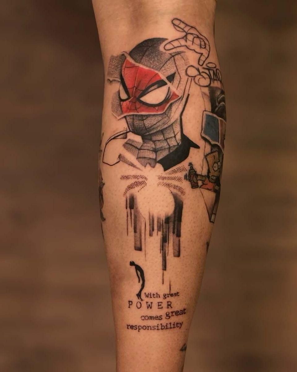 Spider-Man Comic Collage Tattoo Tattoo Design
