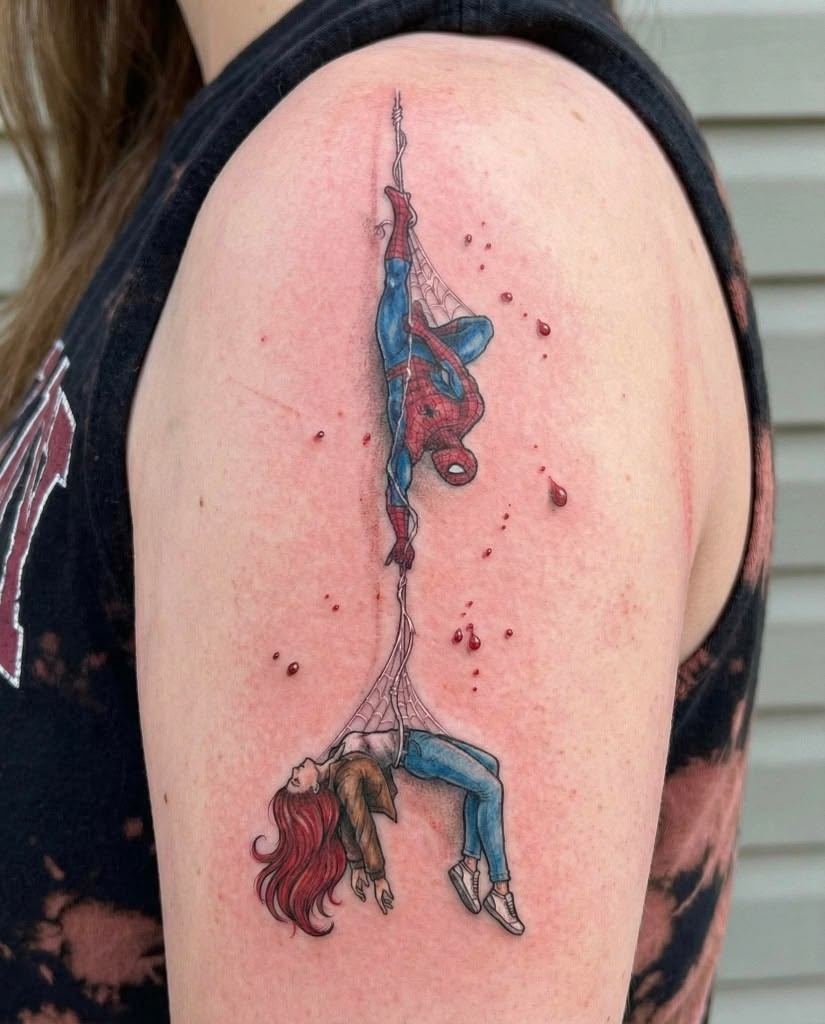 Spider-Man Rescue Scene Tattoo Tattoo Design