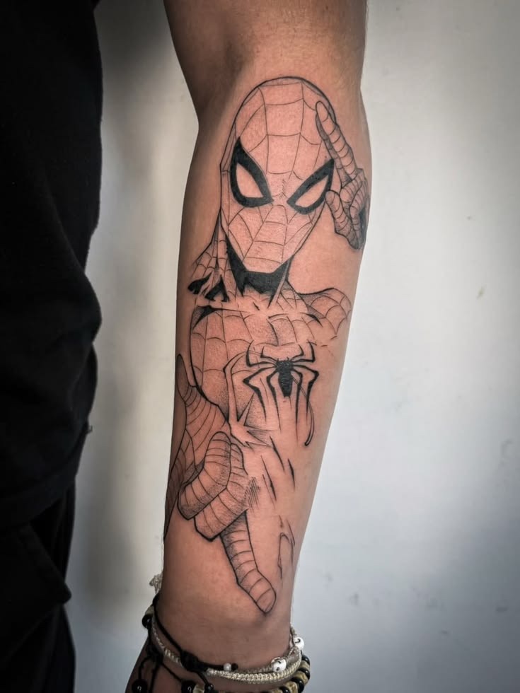 Spider-Man Suit Reveal Linework Tattoo Tattoo Design