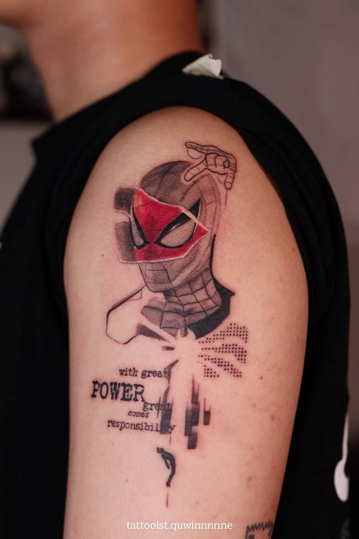 Torn-Paper Spider-Man Quote Tattoo Tattoo Design