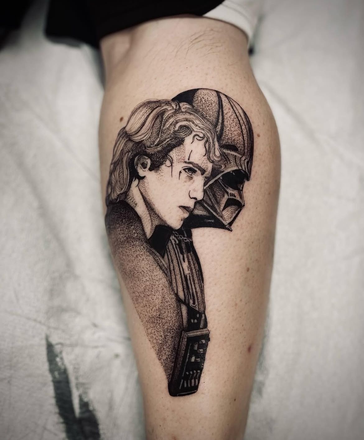 Anakin Skywalker and Darth Vader Portrait Tattoo Tattoo Design