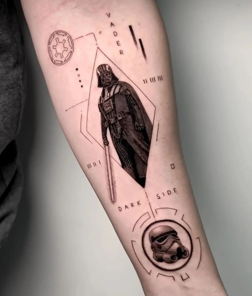 Dark Side Technical Forearm Tattoo Tattoo Design