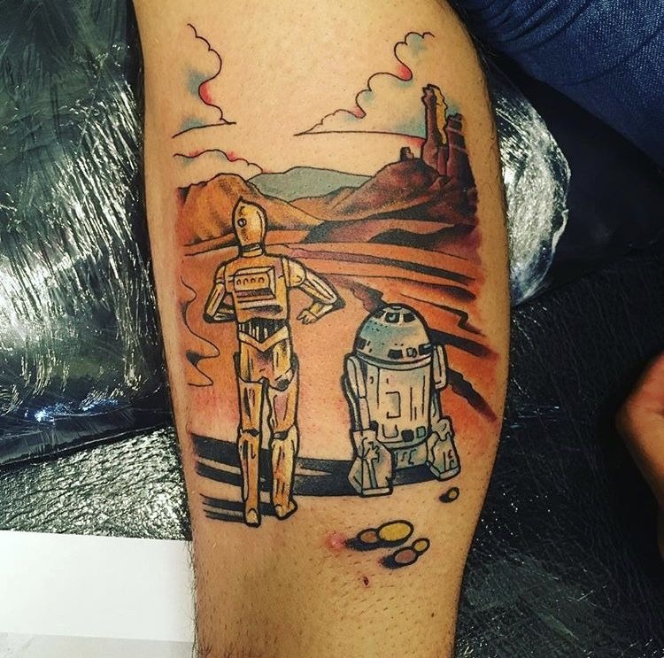 Desert Droid Duo Traditional Tattoo Tattoo Design