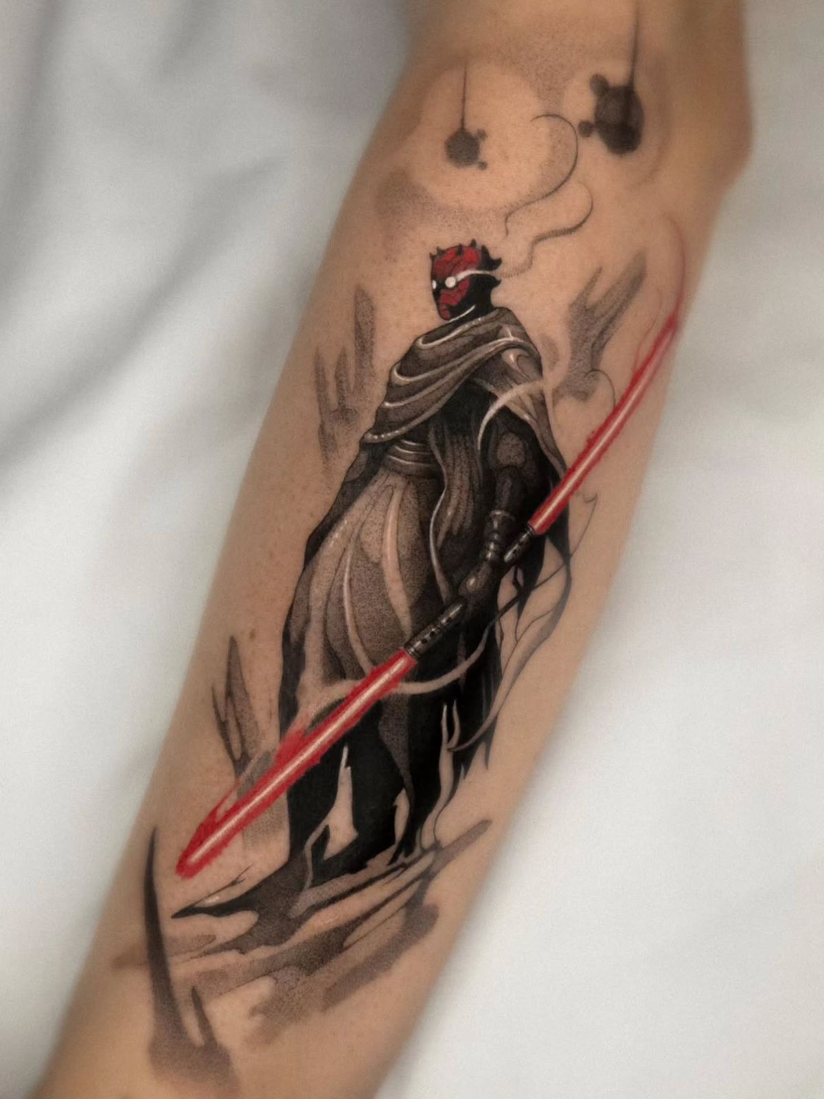 Double Red Lightsaber Warrior Tattoo Tattoo Design